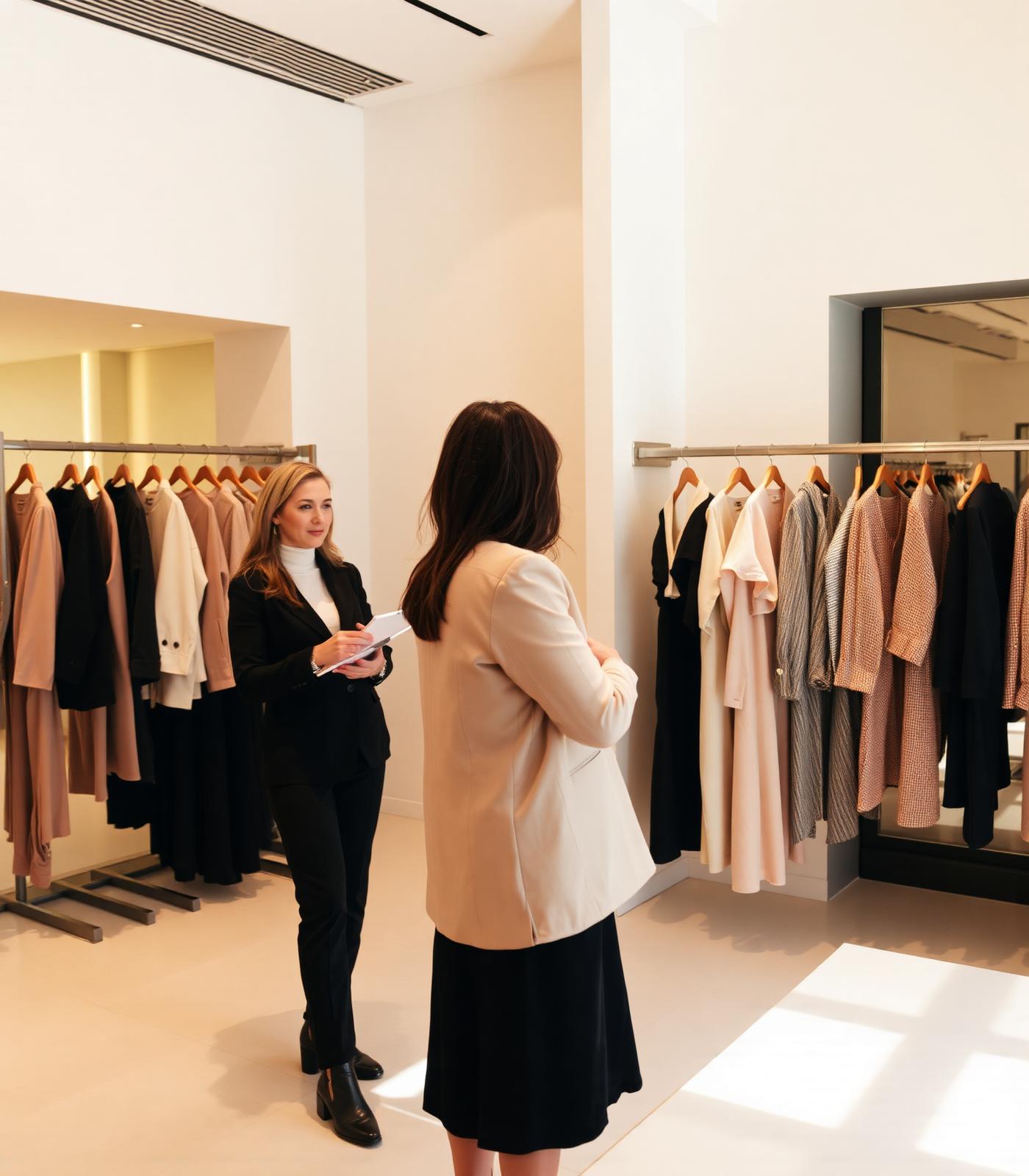 Konsultacja stylistki z klientką w butiku premium